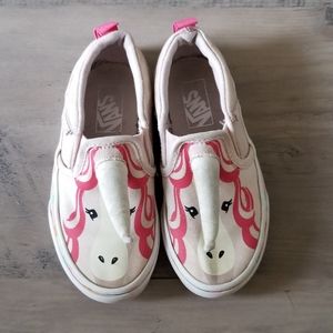 Toddler Girls pink Unicorn VANS slip ons sz 11